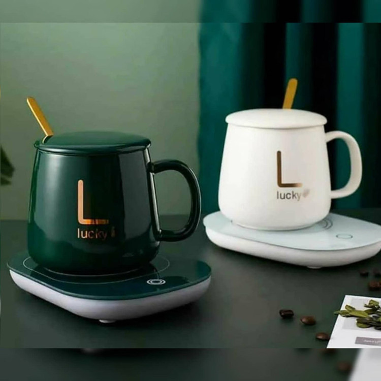 ماگ حرارتی لاکی هیتردار ۴۰۰میلی لیتر با صفحه گرمکن کارتن رنگی